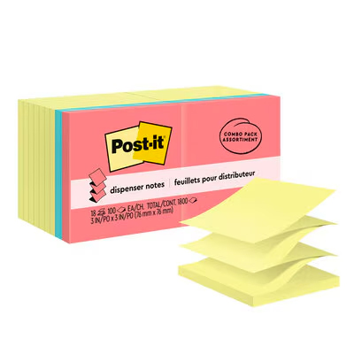 Post-it Pop-up Notes R330-14-4B, 3 in x 3 in (76 mm x 76 mm), 18 Pads/Pack, 100 Sheets/Pad