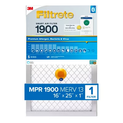 Filtrete Smart Air Filter 1900 MPR S-UA01-4, 16 in x 25 in x 1 in (40.6 cm x 63.5 cm x 2.5 cm)