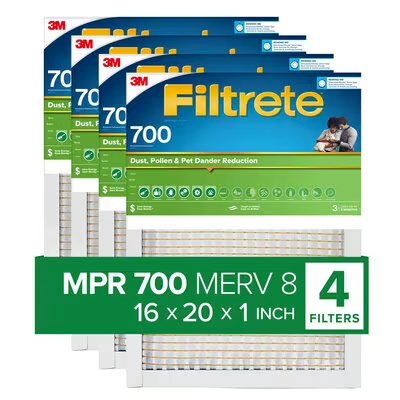 Filtrete Electrostatic Air Filter 700 MPR 702-4PK-1E, 16 in x 20 in x 1 in (40.6 cm x 50.8 cm x 2.5 cm)