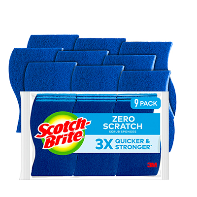 Scotch-Brite Zero Scratch Scrub Sponge 529-5, 4.4 in x 2.6 in x 0.7 in (111 mm x 66 mm x 17 mm), 5/9