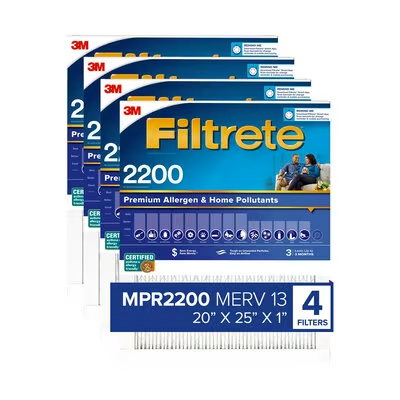 Filtrete High Performance Air Filter 2200 MPR EA03-4, 20 in x 25 in x 1 in (50.8 cm x 63.5 cm x 2.5 cm)