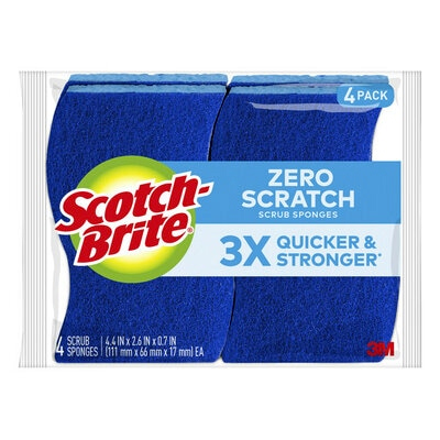 Scotch-Brite Zero Scratch Scrub Sponge 524-9, 4.4 in x 2.6 in x 0.7 in (111 mm x 66 mm x 17 mm), 9/4